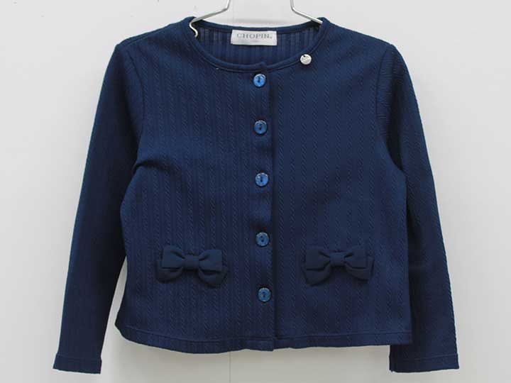 ショパン 長袖カーディガン 110cm キッズ 女児 紺 お受験 お稽古【中古】《