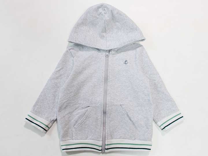 【値下げ!】☆プチバトー/PETIT BATEAU☆86cm パーカー グレー 【中古】子供服 キッズ kids ベビー baby 男の子 春秋 029022 tops