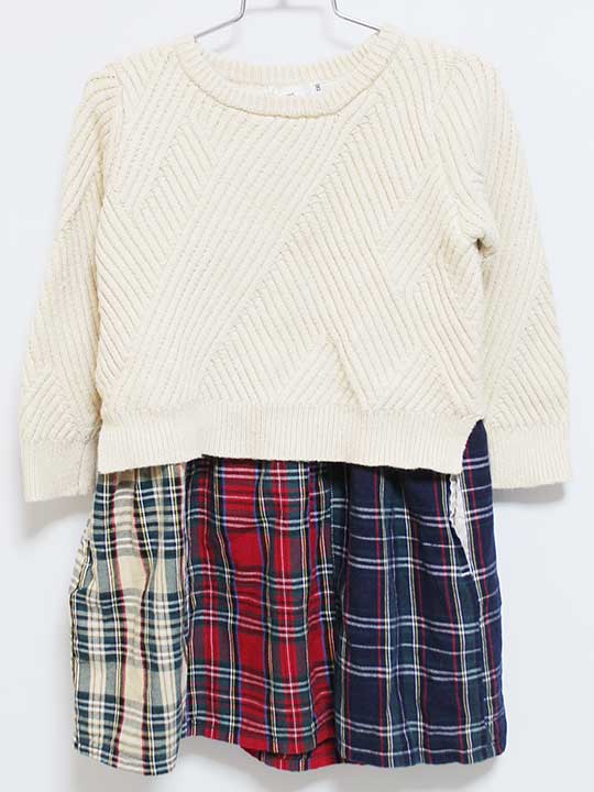 【新規SALE!】‡シップス/SHIPS kids‡110cm 長袖ワンピース アイボリー×赤【中古】子供服 キッズ kids 女の子 秋冬 onepi 400142