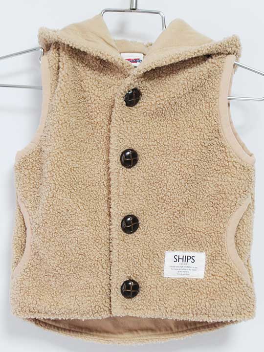 シップス ボアベスト 80cm キッズ 男児 女児 ベージュ【中古】‡