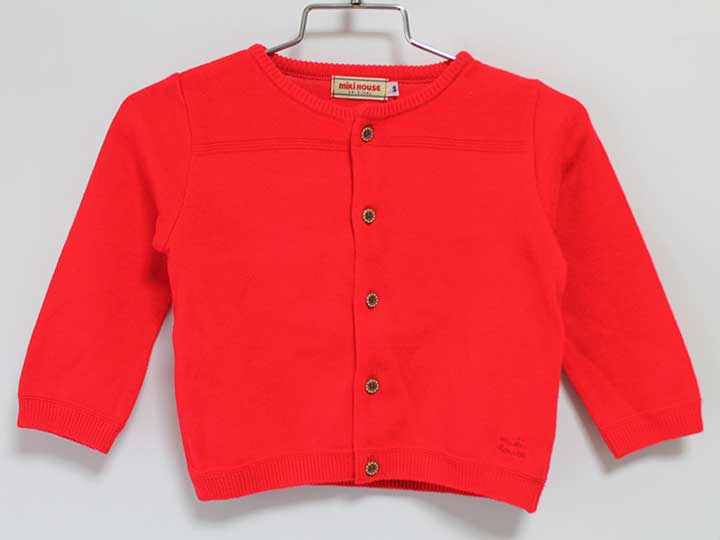 ミキハウス カーディガン 70cm-80cm キッズ 男児 女児 赤【中古】‡