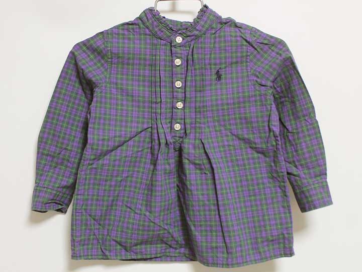 ラルフローレン 長袖ブラウス 85cm キッズ 女児 グリーン×紫【中古】【新入荷!】‡