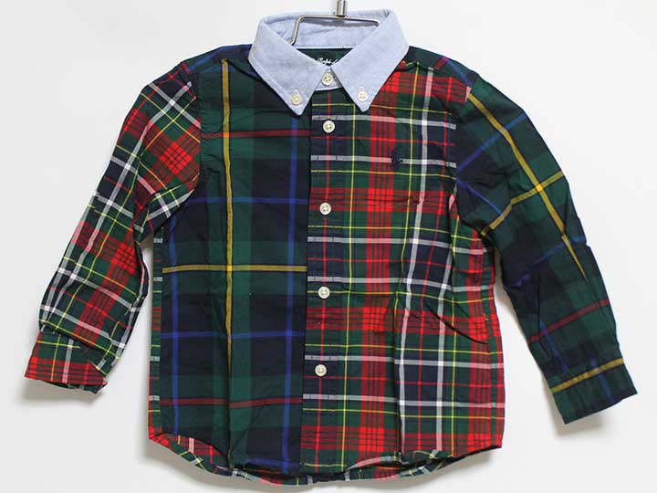 ラルフローレン 長袖シャツ 85cm キッズ 男児 女児 グリーン×赤【中古】【新入荷!】‡