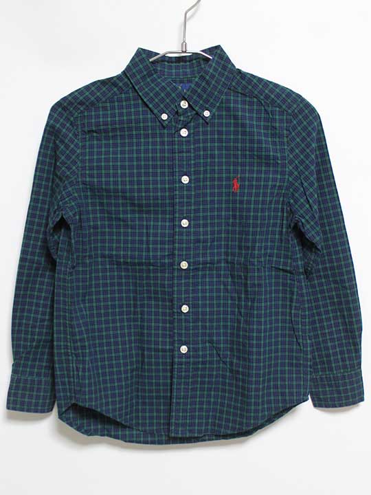 ラルフローレン 長袖シャツ 140cm キッズ 男児 女児 紺×グリーン【中古】【新入荷!】‡