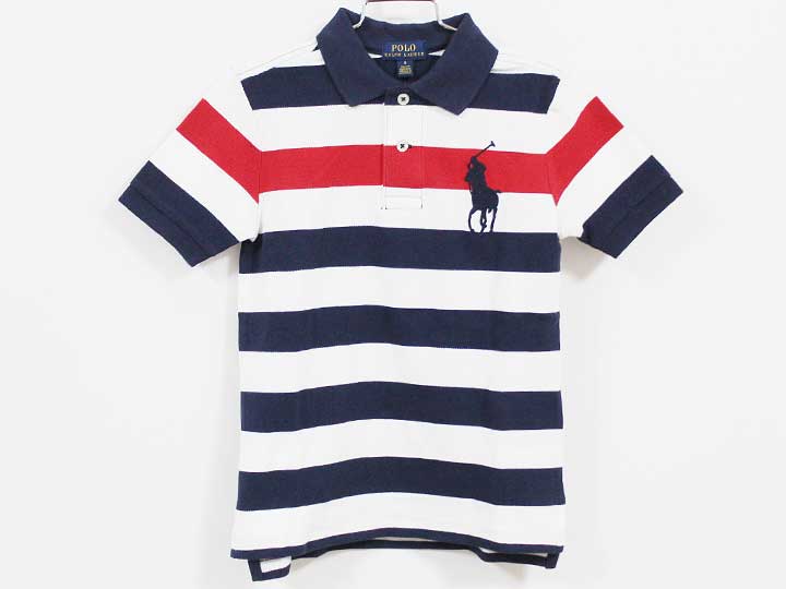 Short Sleeves - ラルフローレン 半袖ポロシャツ 120cm キッズ 男児 女児 白×紺【新品 未使用品】【新入荷!】‡