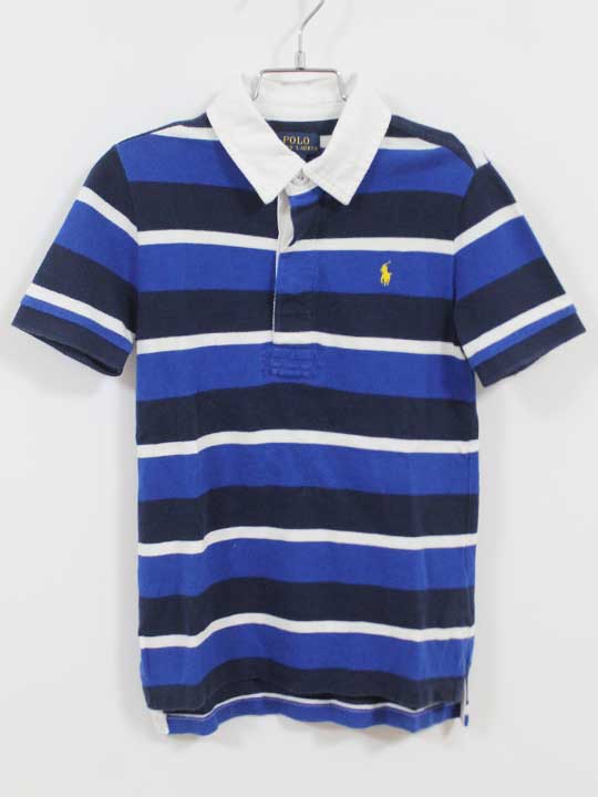 Short Sleeves - ラルフローレン 半袖ラガーシャツ 120cm キッズ 男児 女児 ブルー×紺【中古】【新入荷!】‡