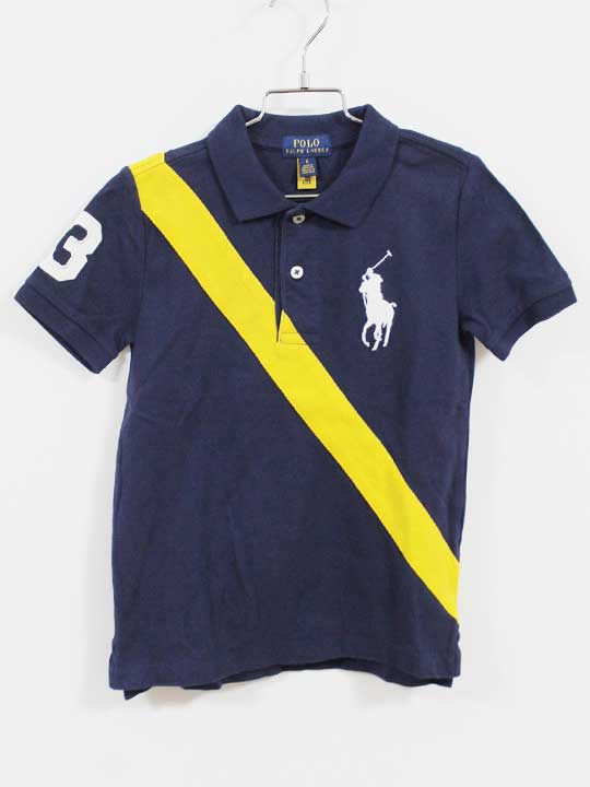 Short Sleeves - ラルフローレン 半袖ポロシャツ 120cm キッズ 男児 女児 紺×黄色【中古】【新入荷!】‡