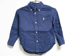 ‡ラルフローレン/Ralph Lauren‡90cm 長袖シャツ 紺 麻混【中古】子供服 キッズ kids ベビー服 baby 男の子 春秋 713032 tops