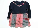 ‡ファミリア/familiar‡90cm 長袖ワンピース 紺×赤【中古】子供服 キッズ kids ベビー服 baby 女の子 春秋 010132 onepi