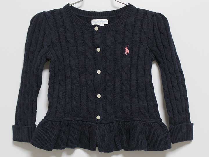 ‡ラルフローレン/Ralph Lauren‡90cm カーディガン 紺【中古】子供服 キッズ kids ベビー服 baby 女の子..
