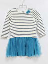 【SALE!】‡プチバトー/PETIT BATEAU‡86cm 長袖ワンピース 白×グリーン【中古】子供服 キッズ kids ベビー服 baby 女の子 春秋 ...