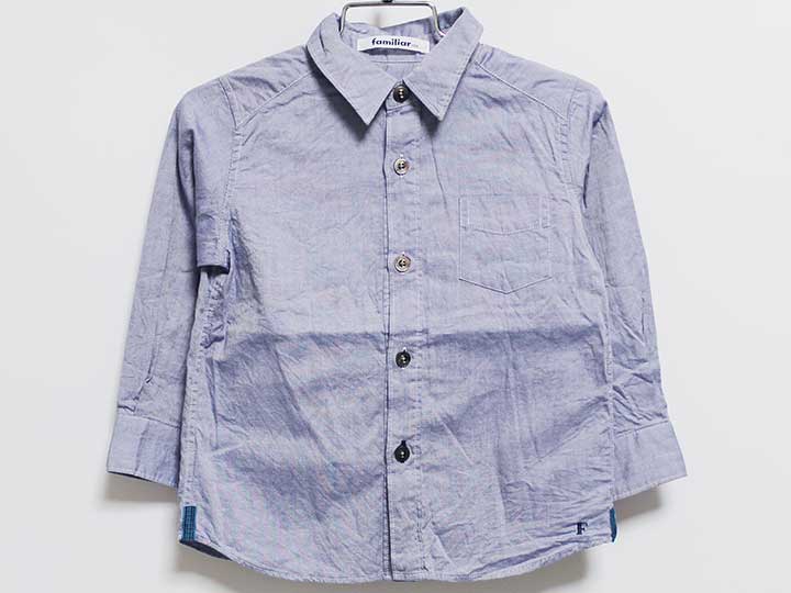 【値下げ!】‡ファミリア/familiar‡100cm 長袖シャツ ブルー系【中古】子供服 キッズ kids 男の子 春秋 tops 513042