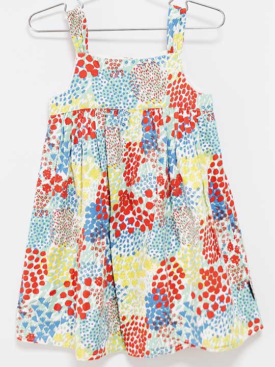 【夏物 新入荷!】‡マリメッコ/marimekko‡104cm ジャンパースカート グリーン×赤【中古】子供服 キッズ kids 女の子 夏 onepi 415042