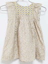 【夏SALE!】‡ボンポワン/BONPOINT‡80cm 半袖ワンピース/ノースリーブワンピース グレー×黄色 リバティ スモック刺繍 '22年製【中古】子供服...