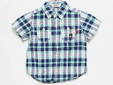 【夏SALE!】‡ミキハウスダブルB/MIKIHOUSE DOUBLE.B‡90cm 半袖シャツ 紺×グリーン【中古】子供服 キッズ kids ベビー服 bab...