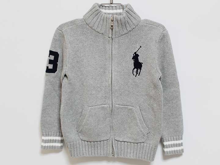 ‡ラルフローレン/Ralph Lauren‡115cm ニットブルゾン/セーター グレー【中古】子供服 キッズ kids 男の子 秋冬 otr 319042