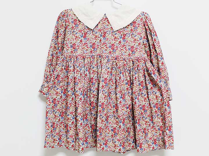 【新規SALE!】‡キャラメル/CARAMEL‡104cm 長袖ワンピース 白×赤 '22年製 リバティ ブリティッシュコレクション【中古】子供服 キッズ kids 女の子 秋冬 onepi 220142