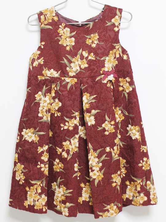 ‡タルティーヌエショコラ/Tartine et Chocolat‡120cm ジャンパースカート ワインレッド【中古】子供服 ..