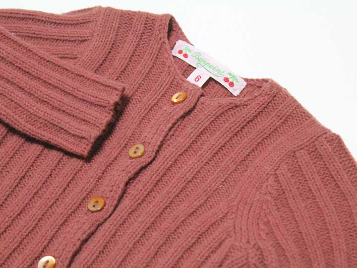 ‡ボンポワン/BONPOINT‡70cm カーディガン 赤茶色 アンゴラ混【中古】子供服 キッズ kids ベビー服 baby 女の子 秋冬 tops 101142