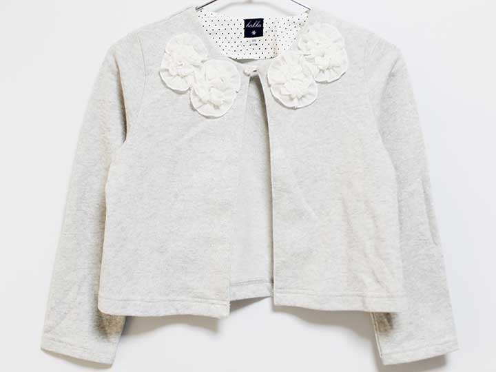 【値下げ!】ハッカ カーディガン 130cm キッズ 女児 グレー×シルバー【中古】‡