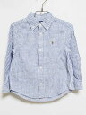 【夏SALE!】ラルフローレン 長袖シャツ 100cm キッズ 男児 女児 ブルー×白【中古】‡