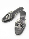 【SALE】◇TOD'S/トッズ◇レザーミュールサンダル/シルバーエンブレム/シューズ/靴 ブラック/黒 レディース 35 1/2【中古】春夏 722052
