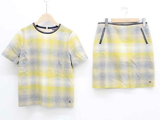 【SALE】◇TOMMY HILFIGER/トミーヒルフィガー◇チェック柄セットアップスカート/バックジップ/半袖/膝上丈 イエロー×グレー/黄色×灰色 レディース 4【中古】春秋 703052 【SALE】◇TOMMY HILFIGER/トミーヒルフィガー◇チェック柄セットアップスカート/バックジップ/半袖/膝上丈 イエロー×グレー/黄色×灰色 レディース 4【中古】春秋 703052