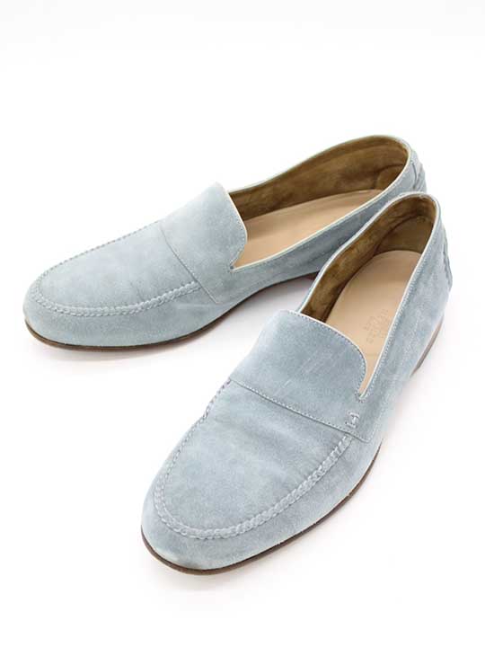 【値下げ】エルメス スウェードローファー メンズ ライトブルー 42【中古】◇