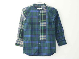 新品 未使用品†バーバリー/BURBERRY†135cm(8Y) 長袖シャツ 緑×青 子供服 キッズ kids 女の子 春秋 tops 923042