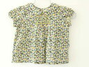 【夏SALE!】†ボンポワン/BONPOINT†66cm(6m) 半袖ブラウス/半袖カットソー 黒×グリーン リバティ スモック刺繍【中古】子供服 キッズ kids ベビー服 baby 女の子 夏 tops 126042