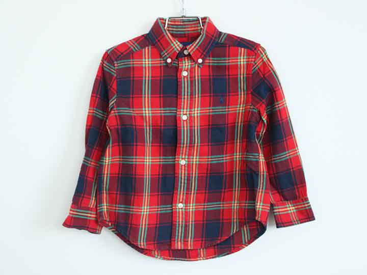 †ラルフローレン/Ralph Lauren†100cm(3) 長袖シャツ 赤【中古】子供服 キッズ kids 男の子 女の子 秋冬 tops 609042