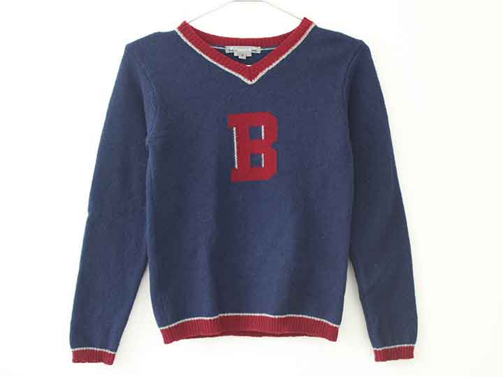 †ボンポワン/BONPOINT†128cm(8) セーター/ニット 紺【中古】子供服 キッズ kids 男の子 女の子 秋冬 to..