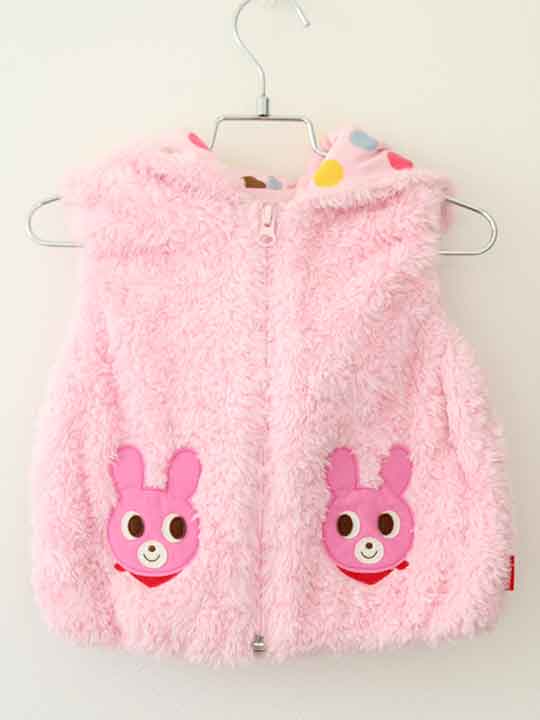 【楽天スーパーSALE!】†ホットビスケッツHOT BISCUITS†80-90cm ファーベスト/ベスト ピンク【中古】子..