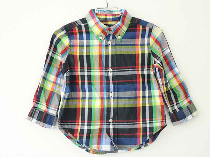 【新規値下げ!】†ラルフローレン/Ralph Lauren†90cm(24M) 長袖シャツ 紺×緑【中古】子供服 キッズ kids..