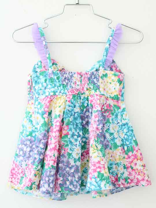 【SALE!】フェフェ ノースリーブチュニック 90cm キッズ 女児 ピンク×青×紫【中古】†