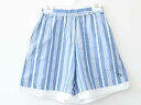 【夏SALE!】ハッカ ショートパンツ 140cm キッズ 女児 青×白【中古】†