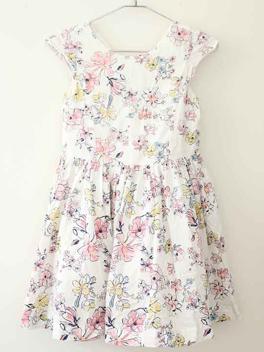 Short Sleeves - プチバトー 半袖ワンピース 128cm(8ans) キッズ 女児 白×ピンク×紺【中古】†