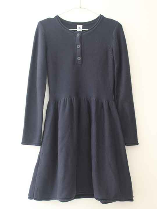 プチバトー 長袖ワンピース 140cm(10ans) キッズ 女児 紺【中古】†