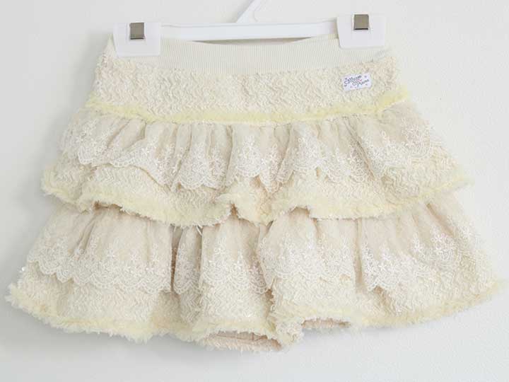 メゾピアノ キュロットスカート 110cm キッズ 女児 クリーム色【中古】†