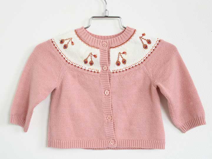 ボンポワン カーディガン 73cm(12M) キッズ 女児 ピンク【中古】†