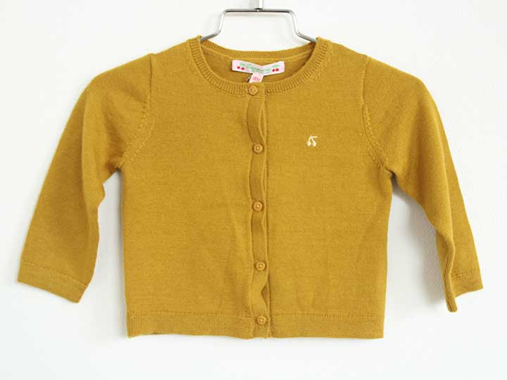 ボンポワン カーディガン 81cm(18M) キッズ 女児 黄土色【中古】†