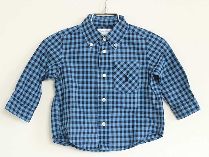 ラルフローレン シャツ 75cm(9M) キッズ 男児 青×紺【中古】【新入荷!】†