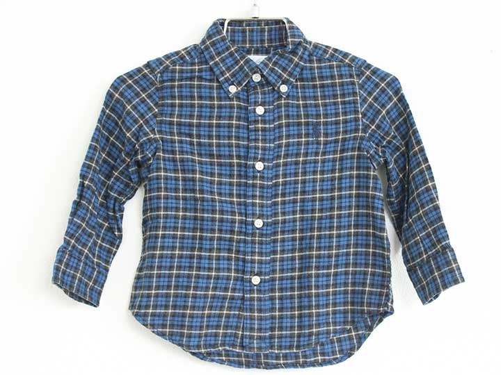 ラルフローレン ネルシャツ 80cm(12M) キッズ 男児 青×紺【中古】【新入荷!】†