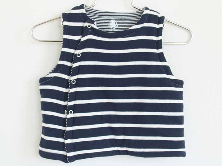 プチバトー 中綿ベスト 74cm(12M) キッズ 男児 女児 紺×白【中古】【新入荷!】†