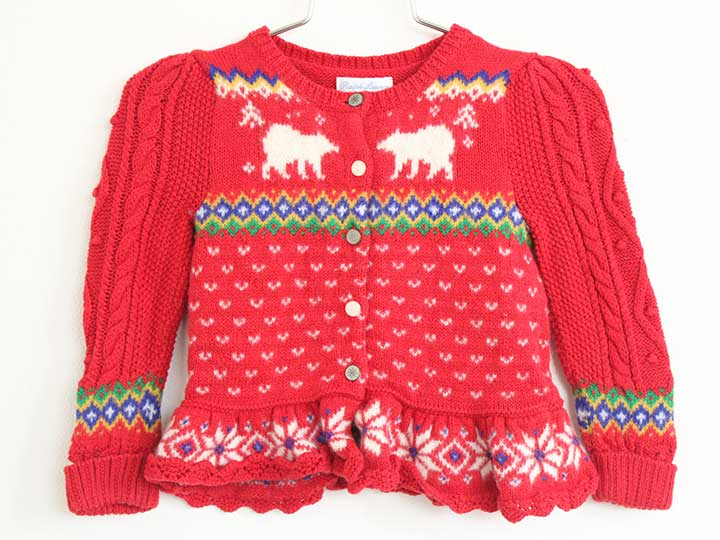 ラルフローレン カーディガン 85cm(18M) キッズ 女児 赤【中古】【新入荷!】†