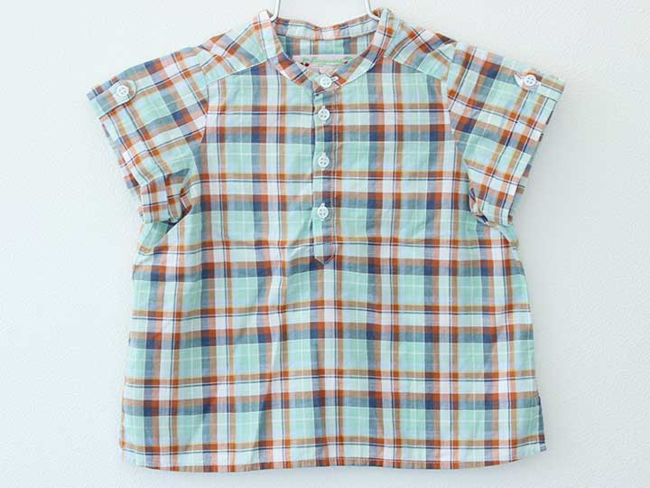 ボンポワン 半袖シャツ 86cm(2) キッズ 男児 女児 グリーン×茶×紺【中古】【新入荷!】†