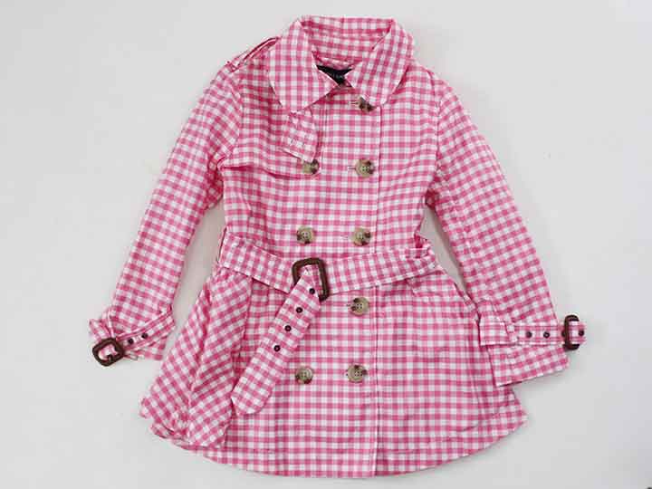 【値下げ!】†ラルフローレン/Ralph Lauren†100cm トレンチコート ピンク×白 チェック【中古】子供服 キッズ kids 女の子 春秋 522022