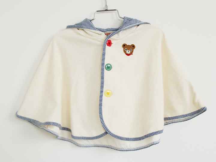 【楽天スーパーSALE!】†ミキハウス/mikihouse†70-90cm ポンチョ クリーム色【中古】子供服 キッズ kids ベビー服 baby 男の子 春 302032 otr