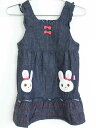 現行†ミキハウス/mikihouse†100cm ジャンパースカート インディゴ 【中古】子供服 キッズ kids 女の子 春秋 809032 onepi