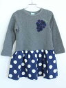 【Rakuten Fashion THE SALE!】†ハッカ/HAKKA kids†110cm 長袖ワンピース グレー×紺【中古】子供服 キッズ kids 女の子 秋冬 020132 onepi